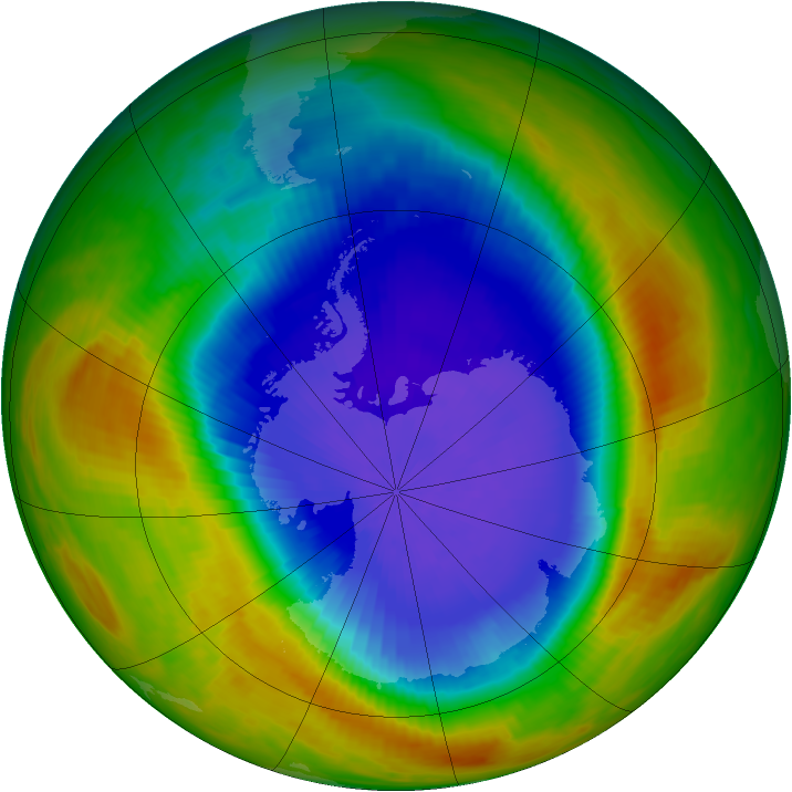 Antarctic ozone map for 17 October 1989